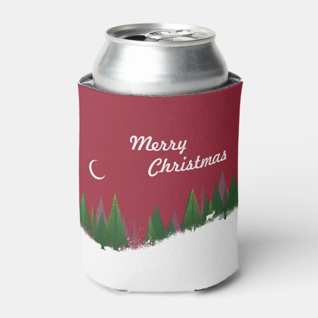 Enfriador De Latas Escena de Navidades personalizados Woods (Lata Anverso)