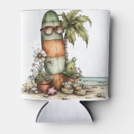 ENFRIADOR DE LATAS ESCENA DE PLAYA TROPICAL VERANO RARO LINDAS