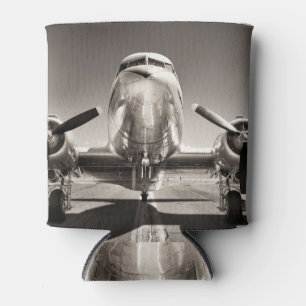 Enfriador De Latas Escena De Vintage Airplane Runway