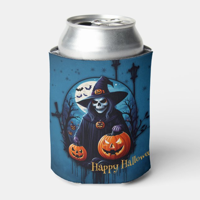 Enfriador De Latas Escena espeluznante de Halloween (Lata Anverso)