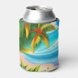 Enfriador De Latas Escenario Tropical Beach Palm Tree