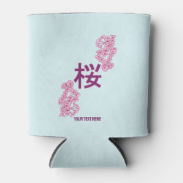 Enfriador De Latas Escritura en japonés de kanji con flores de cerezo
