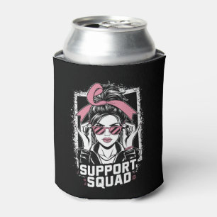 Enfriador De Latas Escuadrón de Apoyo Moño Desordenado Guerrera Rosa 