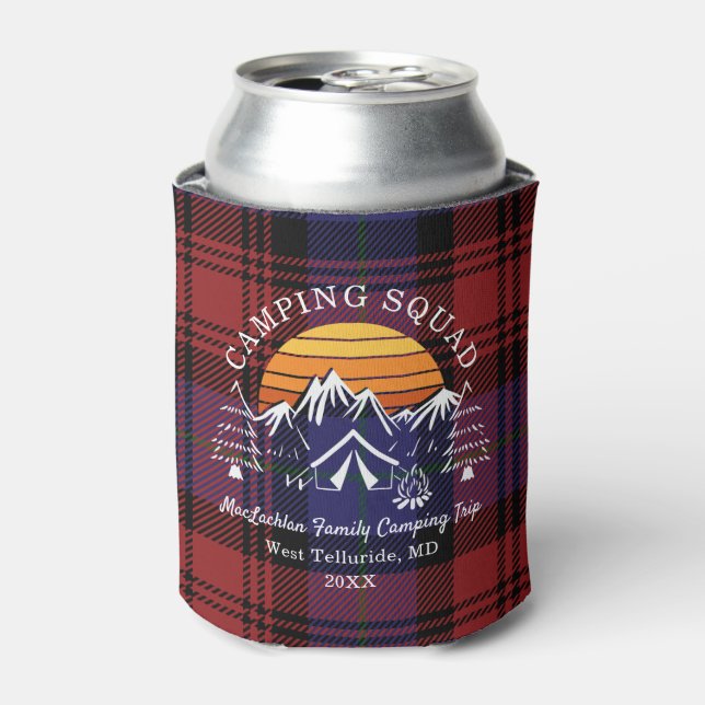 Enfriador De Latas Escuadrón de camping de la familia Tartan (Lata Anverso)