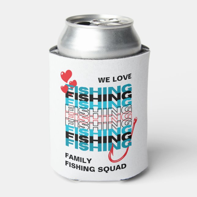 Enfriador De Latas Escuadrón del equipo de pescadores de AMOR familia (Lata Anverso)