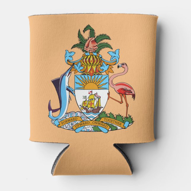 Enfriador De Latas Escudo de armas de las Bahamas: Marlin, Flamingo,  (Anverso)
