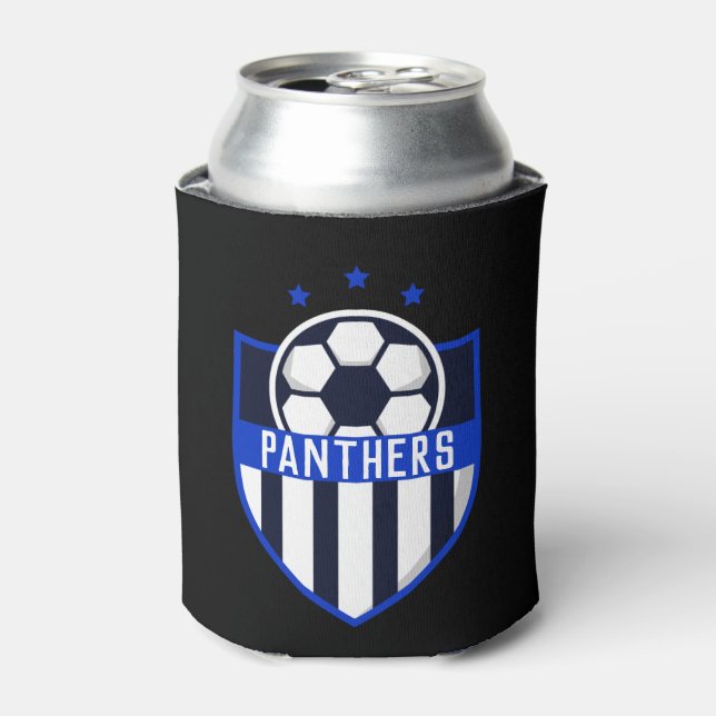 Enfriador De Latas Escudo de fútbol personalizado con nombre de equip (Lata Anverso)