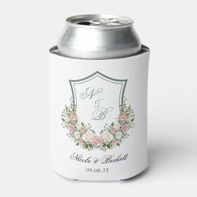 Enfriador De Latas Escudo Floral Rosa (Lata Anverso)