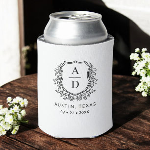 Enfriador De Latas Escudo Monograma Boda Elegante Moderno