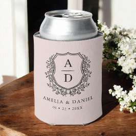 Enfriador De Latas Escudo rosa Rubor Boda monograma moderno