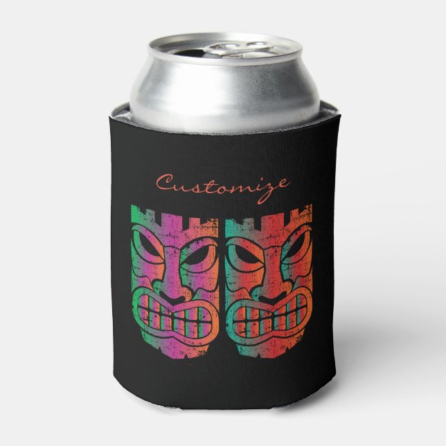 Enfriador De Latas Esculturas gemelas de Tiki Thunder_Cove (Lata Anverso)