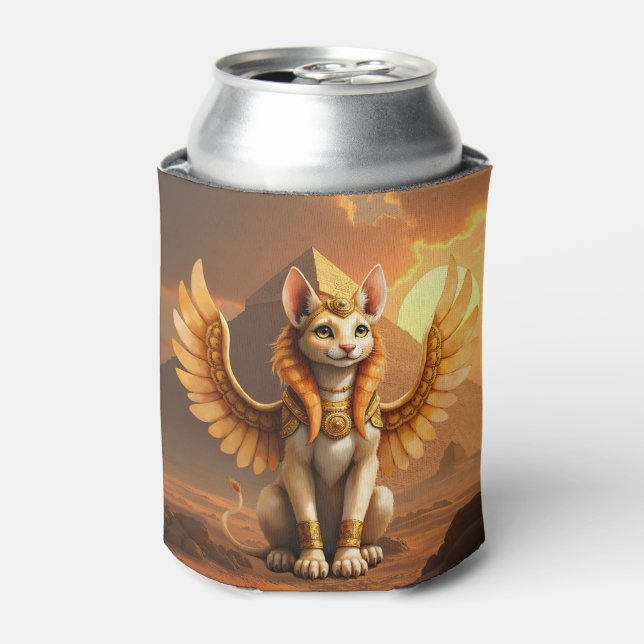 Enfriador De Latas Esfinge De Gato Aguila Mística - Arte De Fantasía  (Lata Anverso)