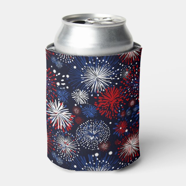 Enfriador De Latas Espectáculo patriótico de fuegos artificiales (Lata Anverso)