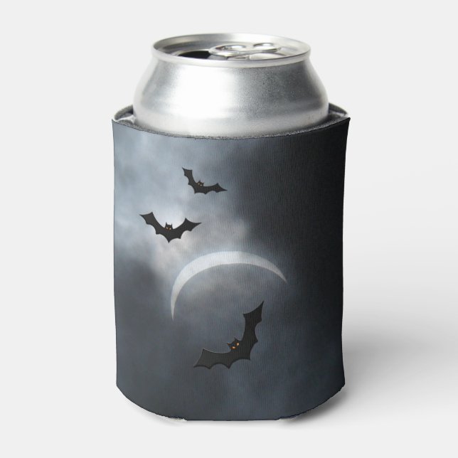Enfriador De Latas Espeluznantes Murciélagos De Halloween En Eclipse (Lata Anverso)