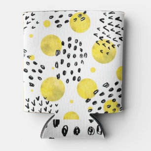 Enfriador De Latas Espirales blancas negras: Doodles de moda.