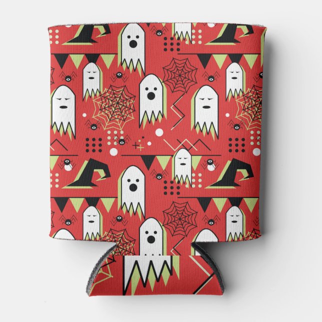 Enfriador De Latas Espíritu memphis: Patrón geométrico de Halloween. (Anverso)