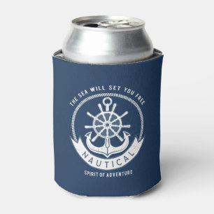 Enfriador De Latas Espíritu Náutico Ancla, Rueda, Azul Marino