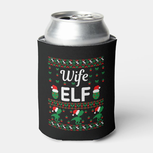 Enfriador De Latas esposa elf navidades suéter feo (Lata Anverso)