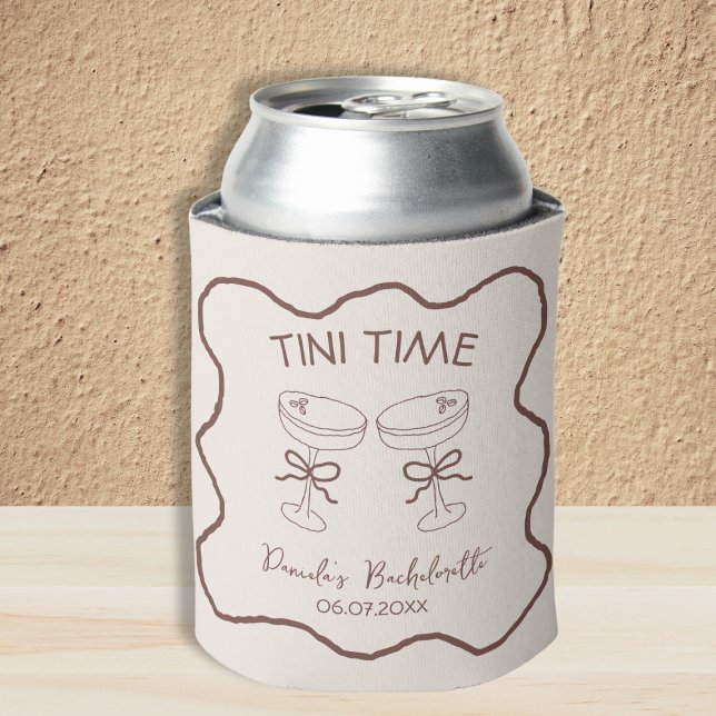 Enfriador De Latas Espresso Martini Tini Tini Hand Drake Bachelorette (Espresso Martini Tini Time Hand Drawn Bachelorette Can Cooler)
