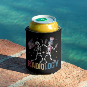 Enfriador De Latas Esqueleto Bailarín Técnico de Radiología Patriótic