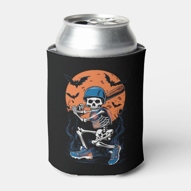 Enfriador De Latas Esqueleto de béisbol Halloween Halloween (Lata Anverso)