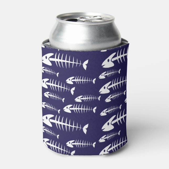 Enfriador De Latas Esqueleto de peces muertos Huesos blancos en la pe (Lata Anverso)