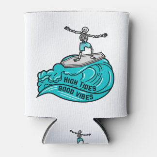 Enfriador De Latas Esqueleto de surf, mareas altas y buenos vídeos
