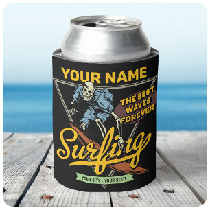 Enfriador De Latas Esqueleto de surf personalizado monta olas Surfist