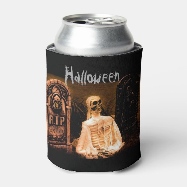 Enfriador De Latas Esqueleto RIP de Halloween (Lata Anverso)