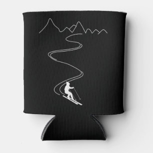 Enfriador De Latas Esquí De Nieve Minimalista En Las Montañas