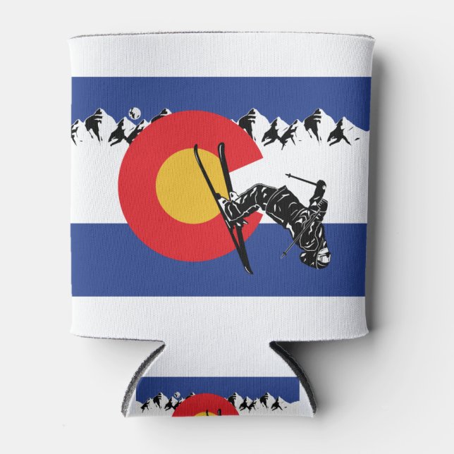 Enfriador De Latas Esquí en — Bandera de Colorado (Anverso)