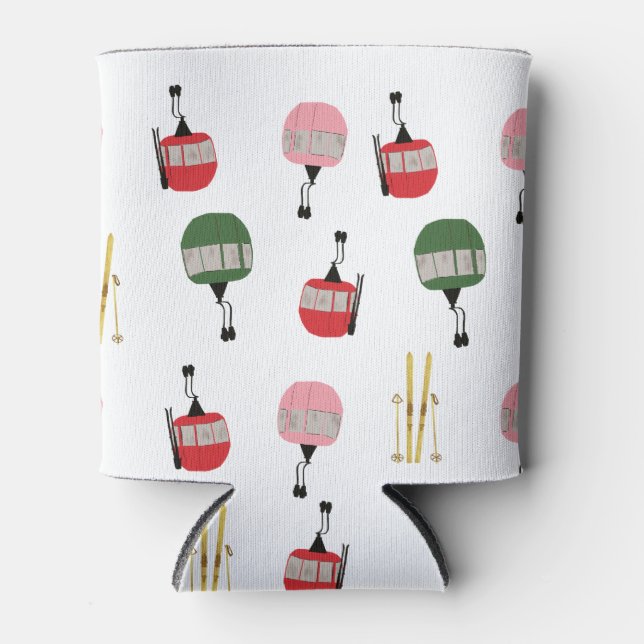 Enfriador De Latas Esquí Retro Blanco Lift Gondola (Anverso)