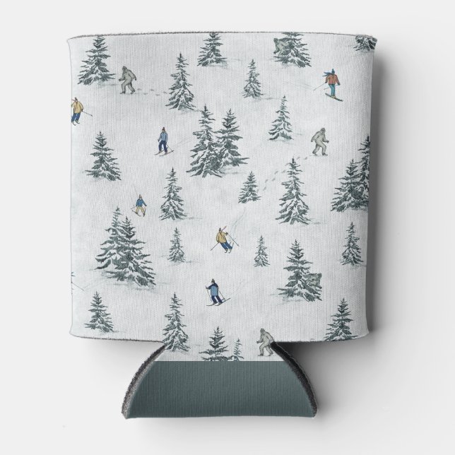 Enfriador De Latas Esquíes alpinos y yetis ocultos - Esquí cuesta aba (Anverso)