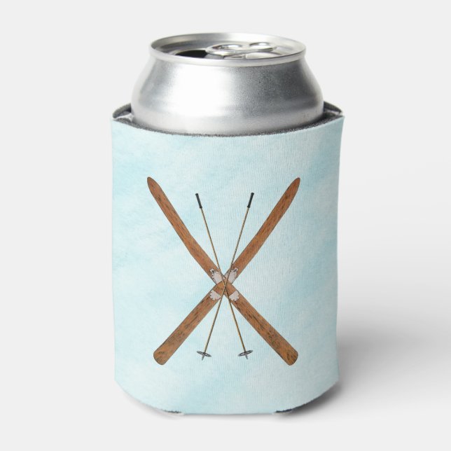 Enfriador De Latas Esquíes De Campo Y Pollos (Lata Anverso)