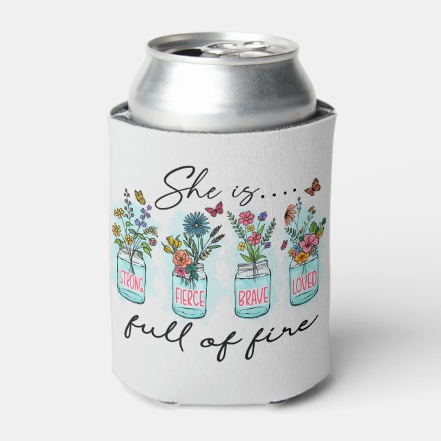 Enfriador De Latas Está llena de fuego - Vibrante potenciación floral (Lata Anverso)