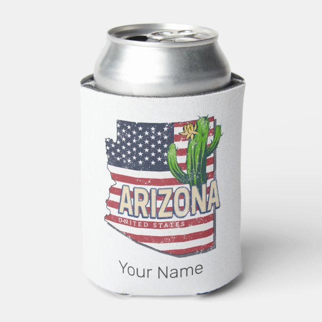 Enfriador De Latas Estado de Arizona Estados Unidos Mapa de Retro Vin (Lata Anverso)