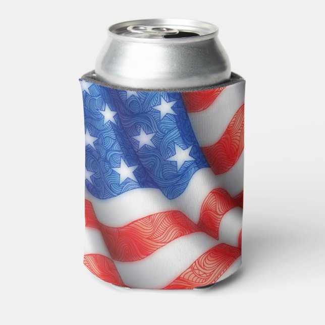 Enfriador De Latas Estados Unidos de América Bandera ondulada Zen Doo (Reverso de la lata)