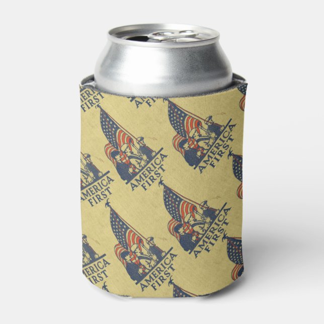 Enfriador De Latas Estados Unidos Primera Bandera Estadounidense Patr (Lata Anverso)