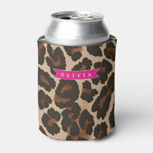 Enfriador De Latas Estampado Animal Chic Personalizado de Leopardo Ro