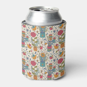 Enfriador De Latas Estampado de flores del dibujo animado con los