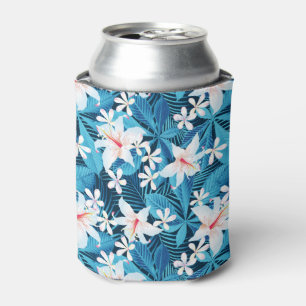 Enfriador De Latas Estampado de flores tropical 2 del hibisco