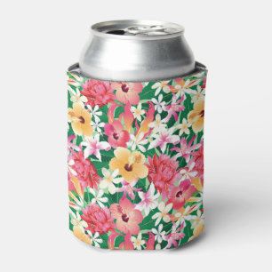 Enfriador De Latas Estampado de flores tropical del hibisco