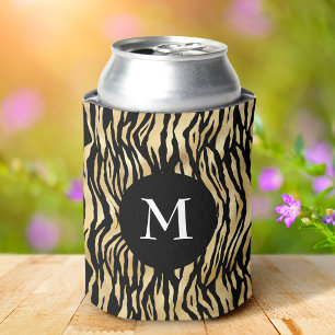Enfriador De Latas Estampado de impresión animal Glam Black Gold Mono