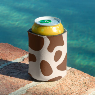 Enfriador De Latas Estampado de vaca rosa y marrón