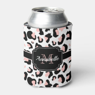Enfriador De Latas Estampado leopardo rosado