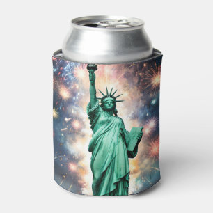 Enfriador De Latas Estatua de la Libertad Fuegos Artificiales Día de 