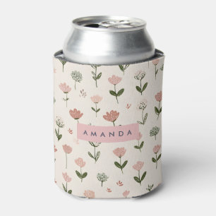 Enfriador De Latas Estilo de Jardín Rosado Caprichoso Personalizado