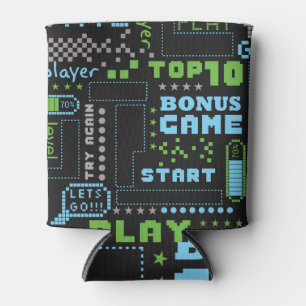 Enfriador De Latas Estilo de juego de píxeles: patrón abstracto y tra