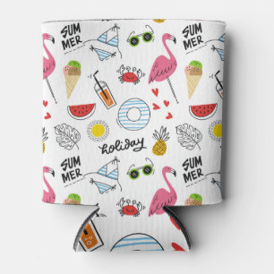 Enfriador De Latas Estilo doodle de verano, fondo sin costuras.