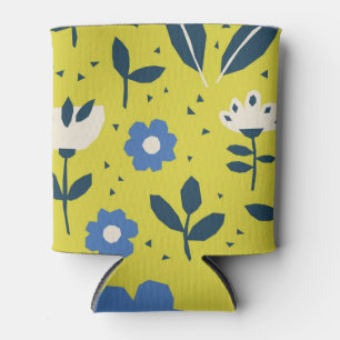 Enfriador De Latas Estilo escandinavo, patrón floral sin costuras.